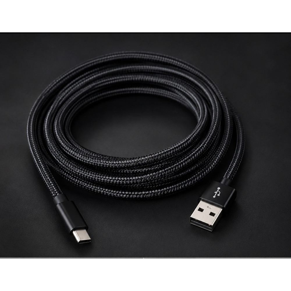 6FT Deluxe Fast Charging USB-A to USB-C Braided Cable Android iPhone Black